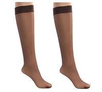 Mytoptrendz® 2 pairs Ladies Sheer Soft silky Smooth Knit Knee Highs 15 den Trouser Pop Socks with Comfort Top(Mink)