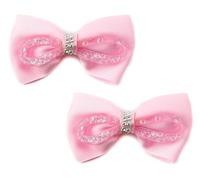 Mytoptrendz®- 2 pcs Crystal Stardust Embellished Hair Bows Clips Sparkly Hair Bows On Alligator Beak Hair Clips for Girls Hair Slides Hairpin FascinatorHair Pins Girls Ladies Hair Accessories (Pink)