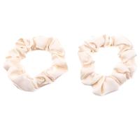 Mytoptrendz® 2 pcs Plain Colour Kids Small Scrunchies Skinny Satin Silk Smooth No damage Traceless Ponytail Holder Hair Ties for Women Girls Thin Fine Hair (Cream)