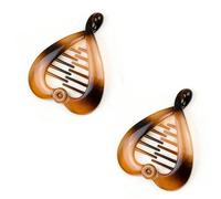 Mytoptrendz® 2 pcs Plain Mini Small Hair Ponytail Banana Clip Comb Heart Shape Ponytail Holder Thin Hair Ladies Girls Hair Styling Accssories(Tort Brown)