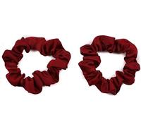 Mytoptrendz® 2 Pcs Plain Satin Scrunchies for Kids Small Luxurious Smooth Soft Silky Hair Ties Small Ponytail Hairbands Traceless Bobble For Girls Women Fine Thin and Curly Hair (Burgundy)