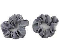 Mytoptrendz® 2 pcs Plain Soft Silky Satin Scrunchies For Girls High Ponytail Holder Hair Ties School Colour Bun Up Do Elastic Bobbles (GREY)