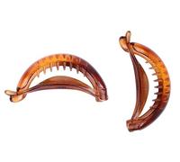 Mytoptrendz® 2 pcs -Ponytail Holder Hair Clips, Small Banana Barrette Clip with Teeth Grip Plastic Curved Semicircle Accessories (Tort brown)