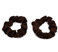 Mytoptrendz® 2 Pcs Premium Micro Satin Scrunchies Traceless Skinny Soft Silky Hair Ties Ponytail Holder For Fine Thin Hair Strong Hold No Damage Scrunchy Sleep Tie For Kids and Women (Brown)