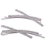 Mytoptrendz® 2 Pcs Set- Diamante Hair Slides Sparkly Crystal Bobby Hair Pin Fancy Hair Grips For Wedding Brides Bridesmaids Prom Accessories (Silver- cross over Design)