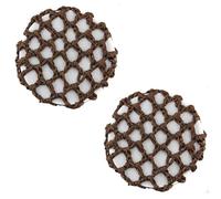 Mytoptrendz® 2 Pcs Silky Ribbo Knit Mesh Fabric Bun Cover Snood Bun Accessory Bridal,Equestrian and Ballet Hair Net For Girls, Kids Women (Brown -Crochet Plain)