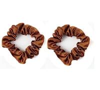 Mytoptrendz® 2 pcs Small Petite Satin Scrunchies for Women No Crease Hair Ties, Soft Satin Hair Scrunchies for Girls No Damage, Snag Free, Frizz Free, Gentle, Stylish Hair Accessories (Copper brown)