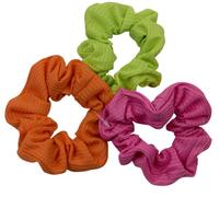 Mytoptrendz® 3-Pack Luxury Cotton Knit Scrunchies - Small Damage-Free Elastic Scrunchy Hair Ties, Soft Textured Snag-Free Hair Bands for Women & Girls Ponytails, Braids(Orange,Green Pink Neon)