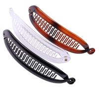 Mytoptrendz® -3 Pcs Multicolour-6 Inch Long Extra Large French Style Narrow Classic Banana Clip Hair Comb for Thick Hair Ponytail Holder Interlocking Styling Clip for Women (Black,Tort, Black)