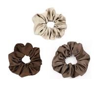 Mytoptrendz® 3 pcs Soft Hair Ties Satin Scrunchies Ponytail Holders Bobbles Large for Thick Hair Girls Women Up Do Hair Accessories(Brown assorted)