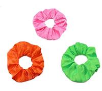 Mytoptrendz® 3 Pcs Soft Silky Satin Scrunchie Hair Ties Ponytail Hairbands Traceless Bobble For Girls Women Thick and Curly Hair Assorted Neon Colour (Orange, Green, Neon Pink)