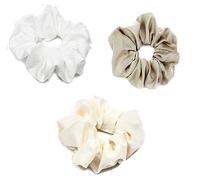 Mytoptrendz® 3pcs Set- Luxurious Smooth Silky Soft Hair Ties Large Royal Satin Scrunchie Traceless Ponytail Holders Bobbles For Girls Women Up Do Hair Accessories (Beige Asorted colour)