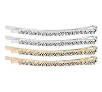 Mytoptrendz® 4 PCS Crystal Diamante Barrette Bobby Pins Hair Clips Slide Pin Grip For Girls Women (1 Pair In Silver/Gold- 1 Row)