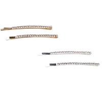 Mytoptrendz 4 pcs Diamante Hair Slides Metal Curved Hair Pins Prom Bride Bridesmaids Styling Accessories (1 Line - Gold - Silver)