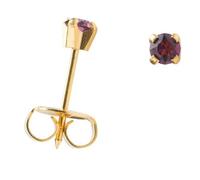 Mytoptrendz® 4 Prong Setting Round Stud Earrings Hypoallergenic 316L Surgical Steel & 24k Gold Plated Sensitive Ear Studs For Kids and Women (Amethyst)