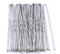 Mytoptrendz 40 pcs Extra Long 7cm U Hair Pins For Thick Hair, Plain Wavy Metal Bobby Grips Slides for Bridal Wedding Bun- French Twist for Women and Girls Hair Styling Accessories (Silver Long)