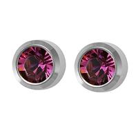 Mytoptrendz® 4mm Small Surgical SteelStud Earrings Fabruary Birthstones Bezel Set (Purple)