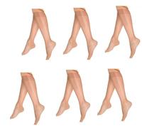 Mytoptrendz® 6 Pairs Knee Highs Women Girls Sheer Glamour Glossy Pop Socks with Comfort Top Tights (Natural Tan Glossy) TQ