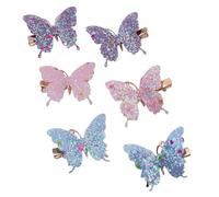 Mytoptrendz® 6 Pcs Butterfly Glitter Hair Clips Set - 3D Gold Filigree Sparkly Butterfly on Beak Hai Pins- Fairycore Hair Accessories for Girls, Kids Everyday, Parties, or Costume (Pink Mix)