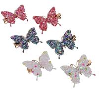 Mytoptrendz® 6 Pcs Butterfly Glitter Hair Clips Set- Gold Filigree Sparkly Butterflies on Beak Pins- Fairycore Hair Accessories for Girls, Kids Everyday, Parties,Costume Assorted (White Mix)