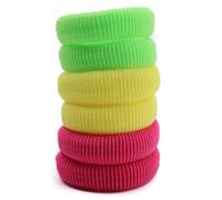 Mytoptrendz® 6 pcs Large Thick Hair Ties Seamless Elastics Hair Bands Snag free Stretchy Strong Ponytail Holders Ponio Bobble Scrunchies for Women Girls Thick Heavy Hair (Neon Yellow- Green - Pink)