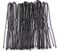 Mytoptrendz® 70 Pieces Long U Hair Pins Bun Pins Styling Bobby Hair Slides Grips Clips for Girls Women Hairstyling) (Black- Wavy 6cm)
