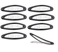 Mytoptrendz® 8 Pcs Set Large Hair Snap Clips for Women Varnish Epoxy Epoxy Non Slip 7cm / 2.7" Long Click Clack Girls Slide Side Grip for Fine Thick Hair (Black -Oval 7cm)