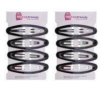 Mytoptrendz® 8pcs - Ellipse Shaped Large Epoxy Snap Hair Clips 8Cm/3.15in Long Big Slide Grip Bendies Sleepies Fringe Styling Fine Thick Hair Accessories For Women and Girls (Black -Oval 80mm)