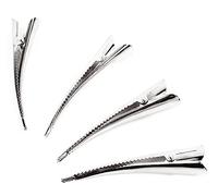 Mytoptrendz® Beak Clips for Hair- 4 Pcs Medium with Teeth Bill Clips Classic Grip Crocodile Clips Hairpins, Alligator Clamp Claw Barrettes Pinch Clip for French Up Do Accessories (Silver-7.5cm)