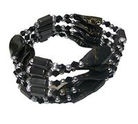 Mytoptrendz® Black Crystal Twisted Glass Bead and Magnetic Hematite Bead Necklace Magnet Bead Long Open End Versatile Necklace Anklet Wrap Bracelet Fashion jewellery (Black)