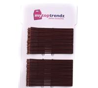 Mytoptrendz® Card of 40 Long Flat Bobby Hairpins Thick- Short/Long Hair Dresser Styling Stylist Slides Clips Grips Womens Girls Wedding Party Accessories Slides (Brown)