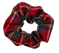 Mytoptrendz® Check Pattern Scrunchie Hair Ties Super Soft Plaid Tartan Cotton Ponytail Holders Bobbles Classic Accessories (Red)