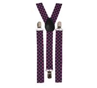 Mytoptrendz® Checkered Braces Unisex Printed Check Pattern Pants Suspenders(Belt Y Shape Black/purple check)