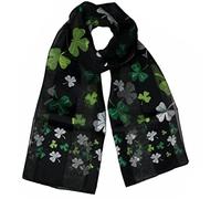 Mytoptrendz® Clover Scarf Soft Lightweight Shamrock Print Neck Wrap for Irish St. Patrick's Day (Black- Big Multi Colour clover shamrock leaf)