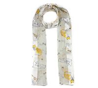 Mytoptrendz® , Cute Paw and Kitty Kitten Cat Print Scarf Women's Fashion Scarf Girls Ladies Soft Lightweight Neck Wrap (Cream- paw)