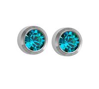 Mytoptrendz® Ear piercing Studs Earring Surgical Steel Stud Earrings with Colour Crystal Stone (Blue Zircon)