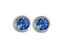 Mytoptrendz® Ear piercing Studs Earrings 16 GU Hypoallergenic Sterile Surgical Steel Stud Earrings with Birth Crystal Stone (Sapphire)