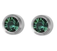 Mytoptrendz® Ear Piercing Studs Sterile Stud Earrings Made with Surgical Steel Frame Bezel Set (Emerald Green)