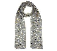 Mytoptrendz® Fashion Scarf Music Note Gold Foil Metallic Print Lightweight Unisex Women Wrap Choir (Light Grey)
