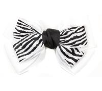 Mytoptrendz® Girls Ladies White Large Double Ribbon Hair Bow with Black and White Zebra Animal Print Centre Bow on Beak style Hair Clip Hair Accessories(White)