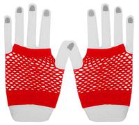 Mytoptrendz® Girls Short Fingerless Fishnet Gloves- Red