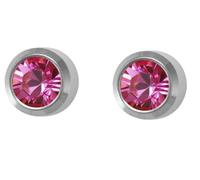 Mytoptrendz® Hypoallergenic Ear Piercing Studs White Surgical Steel Frame Sterile Stud Earrings with Coloured Gem Crystal (Rose Pink)