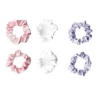 Mytoptrendz® Kids AccessoriesScrunchies Skinny Satin Hair Ties for Thin Fine Hair Snag Free Small Traceless Strong Hold Ponytail Holder Hair Ties Mix Colour- 6 Pcs Set (White, Lilac, Pink Pastel)