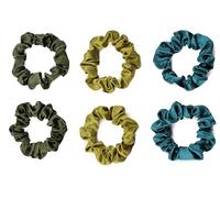 Mytoptrendz® Kids AccessoriesScrunchies Skinny Satin Hair Ties for Thin Fine Hair Snag Free Small Traceless Strong Hold Ponytail Holder Hair Ties Mix Colour- 6 Pcs Set(Teal, Moss and Olive Green)
