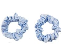 Mytoptrendz -Kids Accssories 2 Pack Scrunchie Skinny Satin Hair Ties for Thin Fine Hair Snag Free Small Traceless Strong Hold Ponytail Holder Hair Ties((Light Blue)