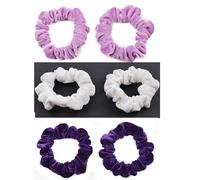 Mytoptrendz® Kids Accssories 6 pcs Multicolor Mix Skinny Hair Scrunchies Plain Colour Soft Smooth Premium Luxury Velvet Hair Ties for Kids Girls Ponytail Holder Accessories (Purple, Lilac White)