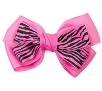 Mytoptrendz® Ladies Girls Rose Pink Large Double Ribbon Bow with Pink and Black Zebra Animal Print Centre Bow on Beak style Hair Clip Hair Accessories (Pink)