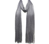 Mytoptrendz® Ladies Silver Grey Sparkly Lurex Mesh Net Scarf Shawl Metallic Mesh Scarf with Tassel Scarf Wrap Evening Shawl for Women