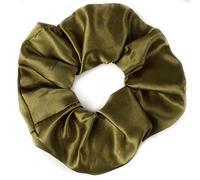 Mytoptrendz® Large Luxurious Smooth Soft Silky Satin Plain Scrunchie Ponytail Hairbands Traceless For Girls Women Thick Curly Hair - (Olive)