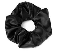 Mytoptrendz® Large Luxurious Smooth Soft Silky Satin Plain Scrunchie Ponytail Hairbands Traceless For Girls Women Thick Curly Hair - (Black)